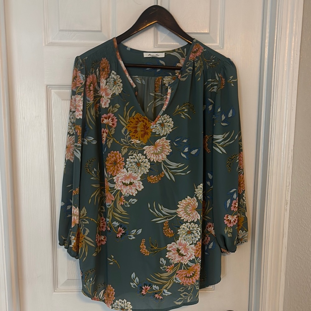 Floral Green Blouse